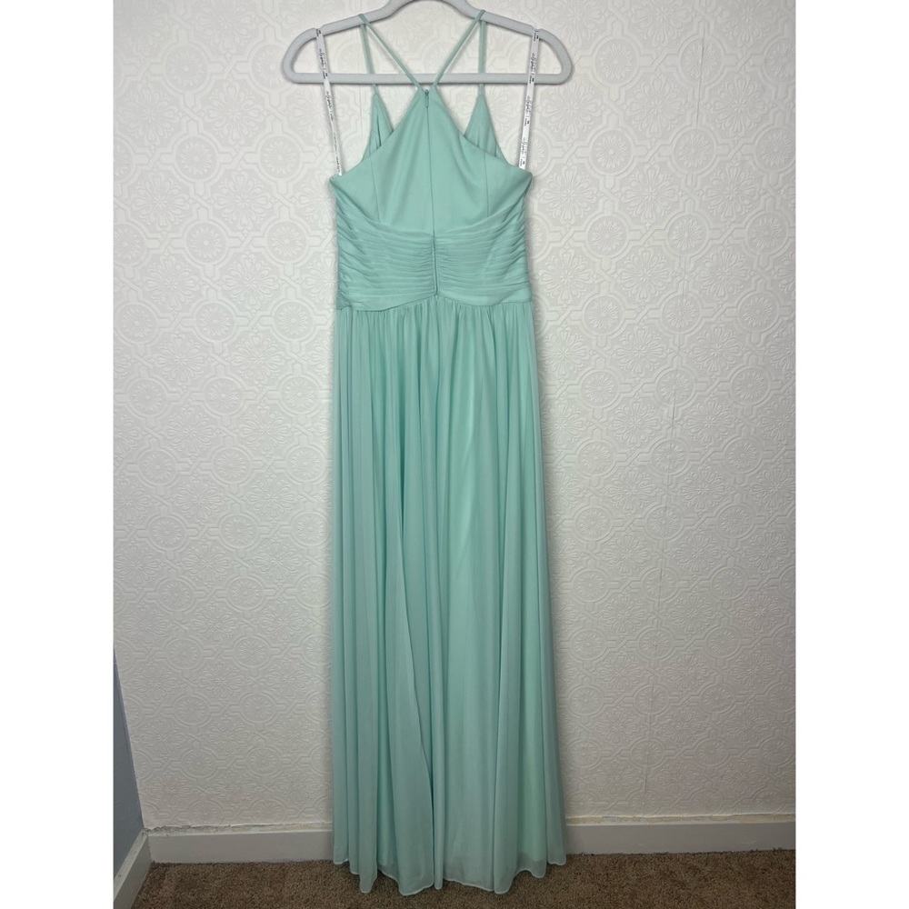 David’s Bridal Maxi Dress Racerback Chiffon Formal Dance bridesmaid Mint F20052 - Picture 6 of 11